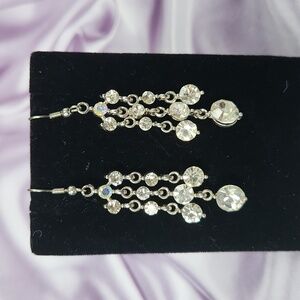 Crystal chandelier pierced french wires earrings Elegant and classic